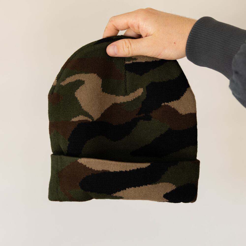 Y2K Camo Knit Beanie Camouflage Streetwear Winter Hat Unisex